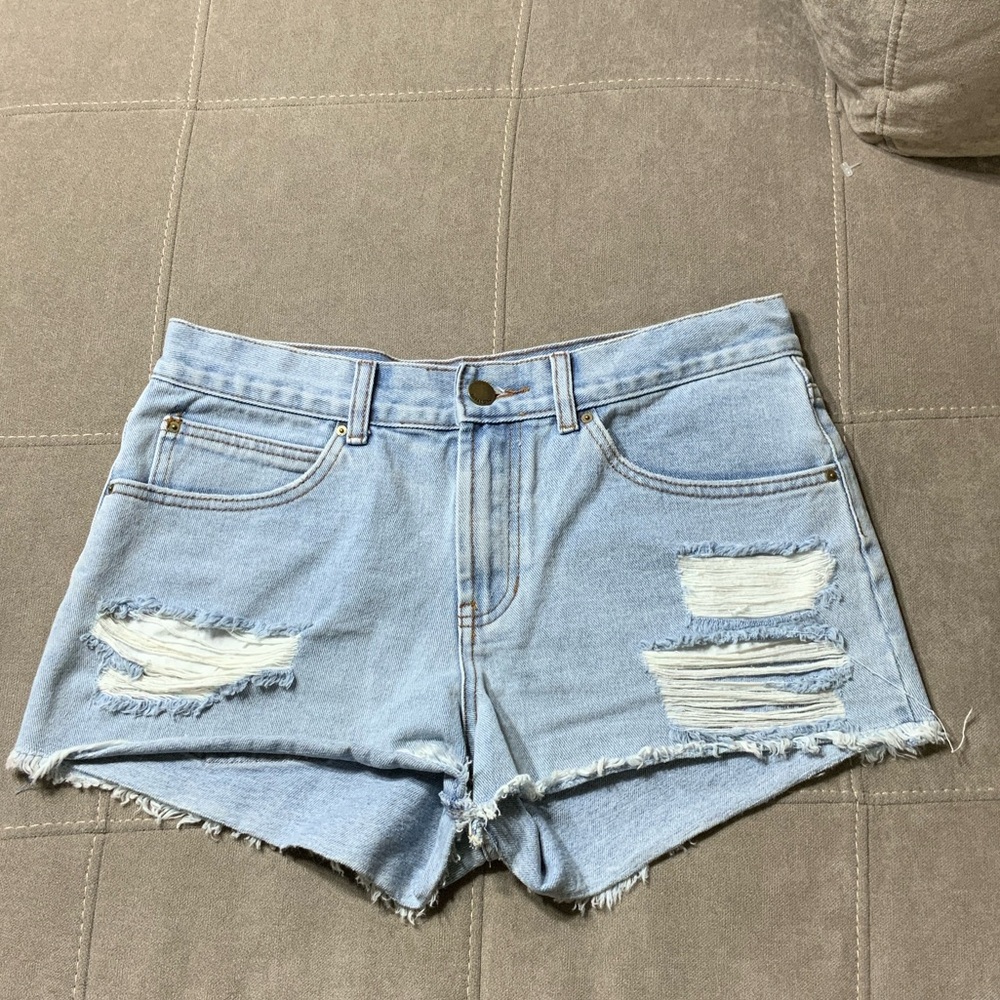Billabong Distressed Light Blue Denim Shorts